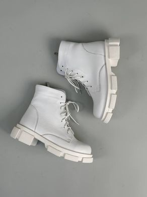 Черевики жіночі шкіряні білого кольору на шнурках та із замком, 36, 23