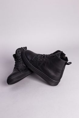 Ботинки мужские кожаные черного цвета зимние, 45, 30