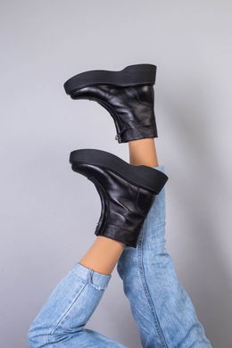 Ботинки женские кожаные черные с замком спереди демисезонные, 36, 23.5
