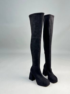 Сапоги-чулки женские из высококачественного стрейча черные демисезонные, 40, 26