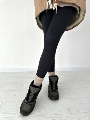 Ботинки женские кожа флотар цвета хаки с вставкой замши зимние, 40, 26