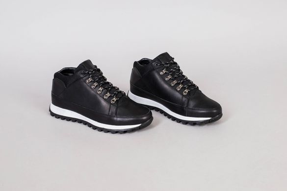 Ботинки мужские кожаные черные на шнурках, зимние, 41, 27-27.5