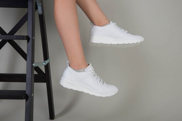 Кроссовки для девочки кожаные белые с серебряной фурнитурой, 32, 21.5