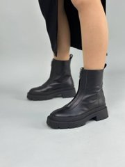 Ботинки женские кожаные черные с замком спереди зимние, 40, 26