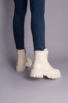 Ботинки женские кожаные молочного цвета зимние, 40, 25.5-26