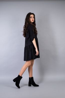 Ботинки женские замшевые черного цвета на каблуке на байке, 38, 24.5-25