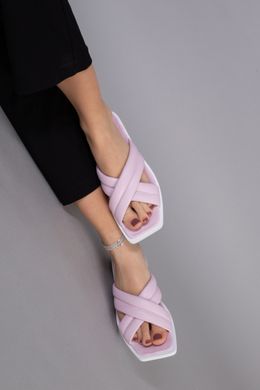 Шлепанцы женские кожаные лилового цвета на белой подошве, 41, 26.5