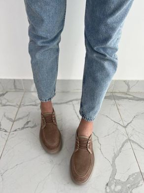 Туфли женские замшевые бежевого цвета на шнурках, 41, 26.5-27