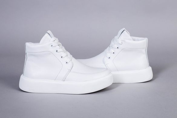 Ботинки женские кожаные белые на шнурках демисезонные, 40, 26