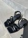 Босоножки женские кожаные черные на каблуке, 36, 23.5