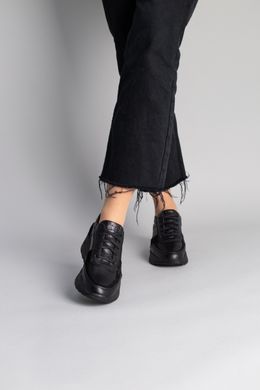 Кроссовки женские кожаные черные с замшевой вставкой, 36, 23.5