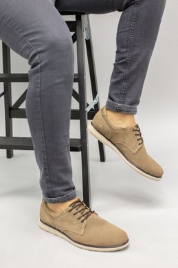 Мужские бежевые замшевые туфли на шнурках, 45, 30
