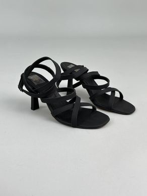 Босоножки женские из нубука черные на каблуках, 41, 27