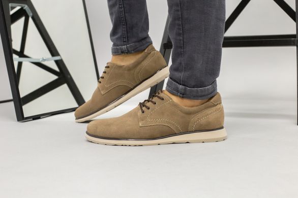Мужские бежевые замшевые туфли на шнурках, 45, 30