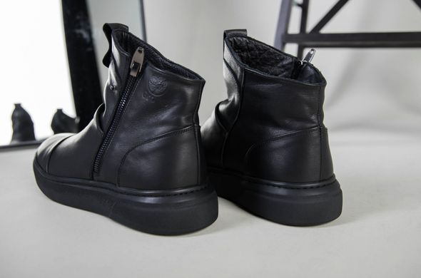 Мужские зимние черные кожаные ботинки, 40, 26.5