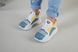 Білі шкіряні кросівки для дівчинки з блакитними та жовтими вставками, 32, 21