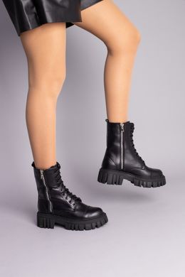Ботинки женские кожаные черные с замками демисезонные, 36, 23