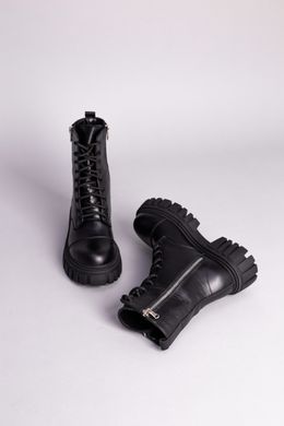 Ботинки женские кожаные черные с замками демисезонные, 36, 23