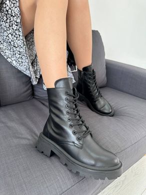 Ботинки женские кожаные черного цвета зимние, 36, 23
