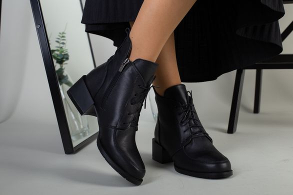 Ботинки женские кожаные черные на небольшом каблуке зимние, 41, 27