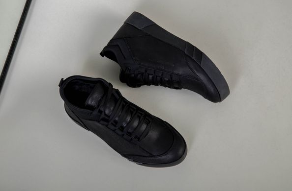 Ботинки мужские кожаные черные зимние на шнурках, 45, 30