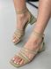 Босоножки женские кожаные оливкового цвета на каблуке, 40, 26