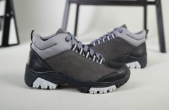 Ботинки для мальчика из нубука серого цвета с вставками черной кожи, 40, 25.5