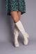 Сапоги женские кожаные бежевые на небольшом каблуке зимние, 40, 26