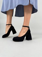 Туфлі жіночі замшеві чорні на підборах, 41, 26.5