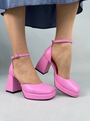 Босоножки женские кожаные розового цвета на каблуках, 40, 26