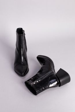Ботильоны женские кожа наплак черного цвета с расклешенным каблуком, 35, 23