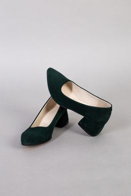 Туфлі човники жіночі замшеві смарагдового кольору, 36, 23.5