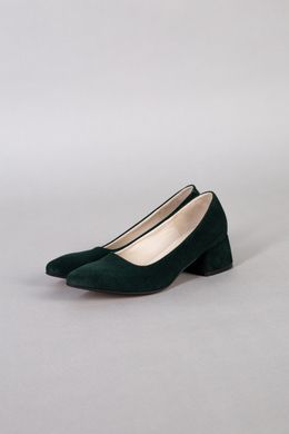 Туфли лодочки женские замшевые изумрудного цвета, 36, 23.5
