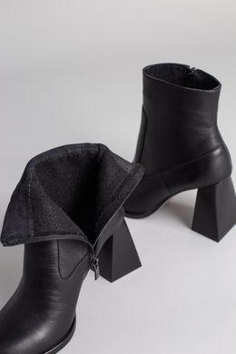 Ботинки женские кожаные черные на каблуке демисезонные, 36, 23.5