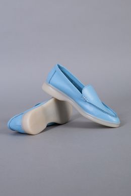 Туфлі жіночі шкіряні блакитного кольору на низькому ходу, 41, 26.5-27