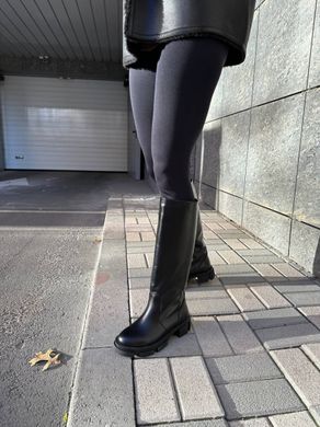 Сапоги женские кожаные черного цвета демисезонные, 41, 26