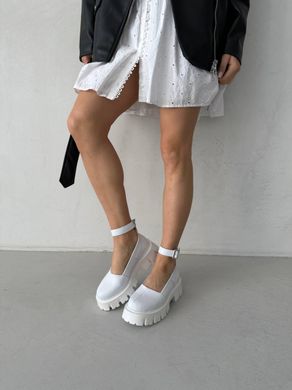 Туфли женские кожаные белые на массивной подошве, 40, 26.5