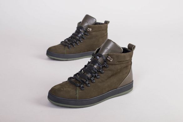 Мужские зимние ботинки из нубука цвета хаки на шнурках, 44, 29.5