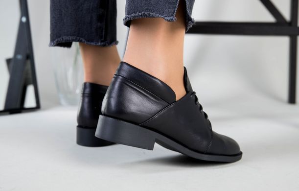 Женские кожаные туфли на низком ходу черные, 41, 27