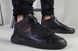 Мужские черные высокие кожаные кроссовки, на шнурках и с резинкой, 45, 30