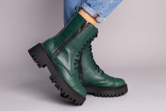 Ботинки женские кожаные зеленые зимние, 41, 26.5