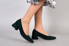 Туфли лодочки женские замшевые изумрудного цвета, 37, 24