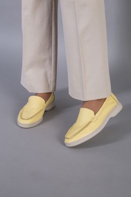 Туфли женские кожаные желтого цвета на низком ходу, 36, 24