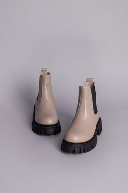 Ботинки женские кожаные бежевого цвета с резинкой зимние, 41, 26.5