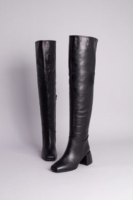 Ботфорты женские кожаные черные на каблуке зимние, 40, 26