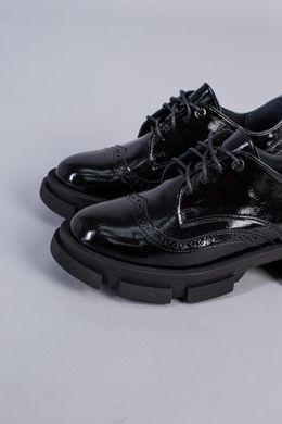 Туфли женские кожа наплак черные на шнурках, 41, 26.5