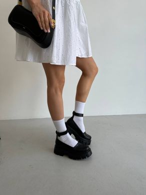 Туфлі жіночі шкіряні чорні на масивній підошві, 35, 23.5
