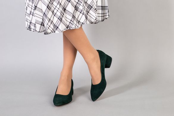 Туфлі човники жіночі замшеві смарагдового кольору, 37, 24