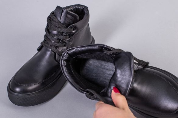 Черевики жіночі шкіряні чорні на шнурках демісезонні, 33, 22