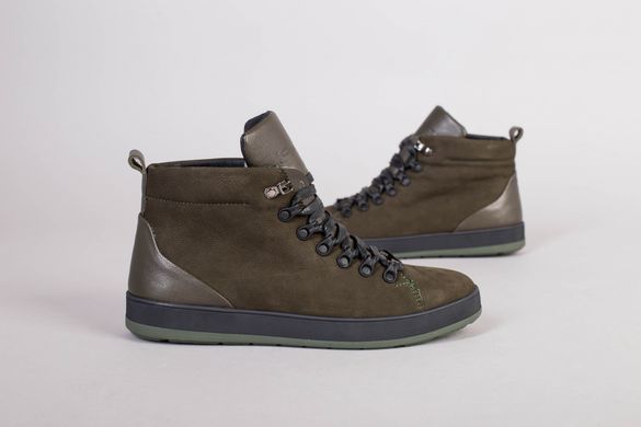 Мужские зимние ботинки из нубука цвета хаки на шнурках, 45, 30